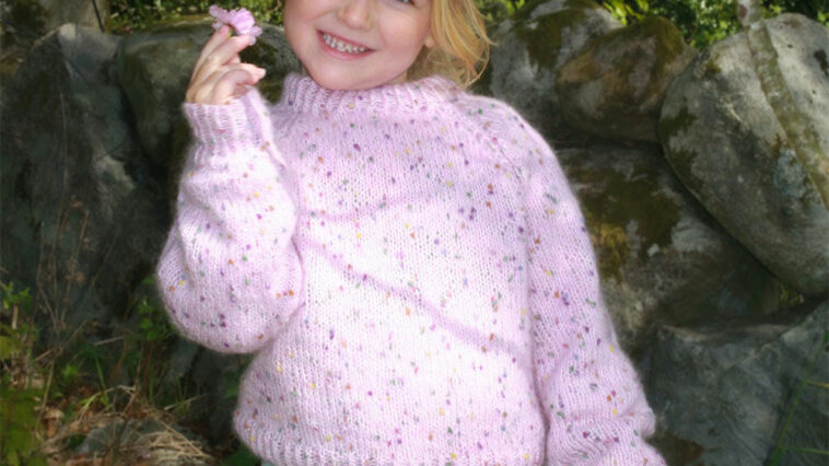 gratis oppskrift på Rosa ultimate genser til barn i rosa multi popkorn