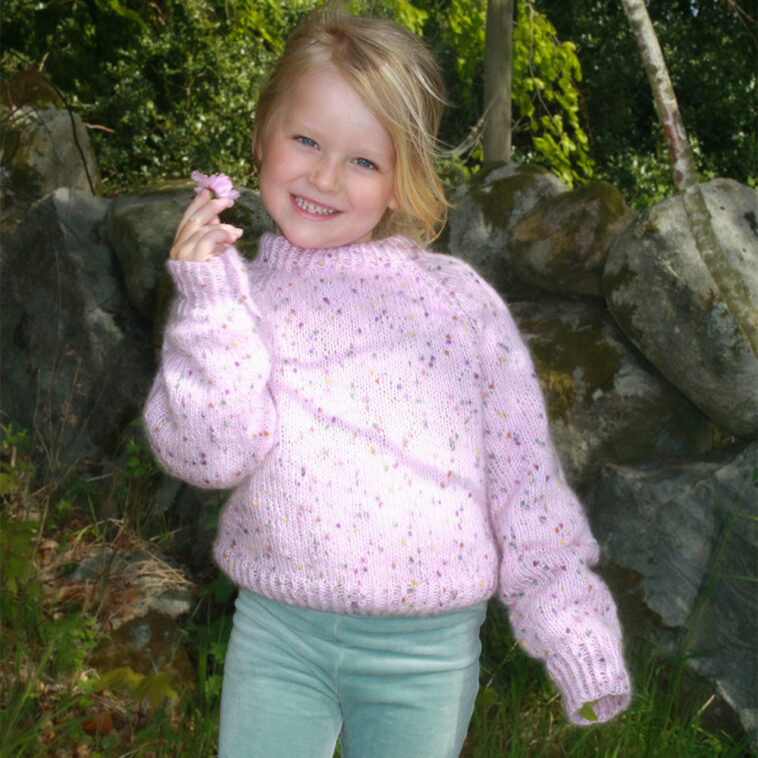 gratis oppskrift på Rosa ultimate genser til barn i rosa multi popkorn